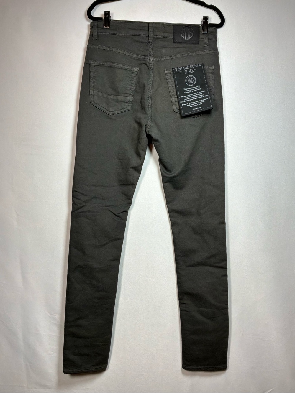Vintage Genes Black Slim Fit Stretch Jeans Men’s Charcoal Gray 5-Pocket Denim - Picture 3 of 7